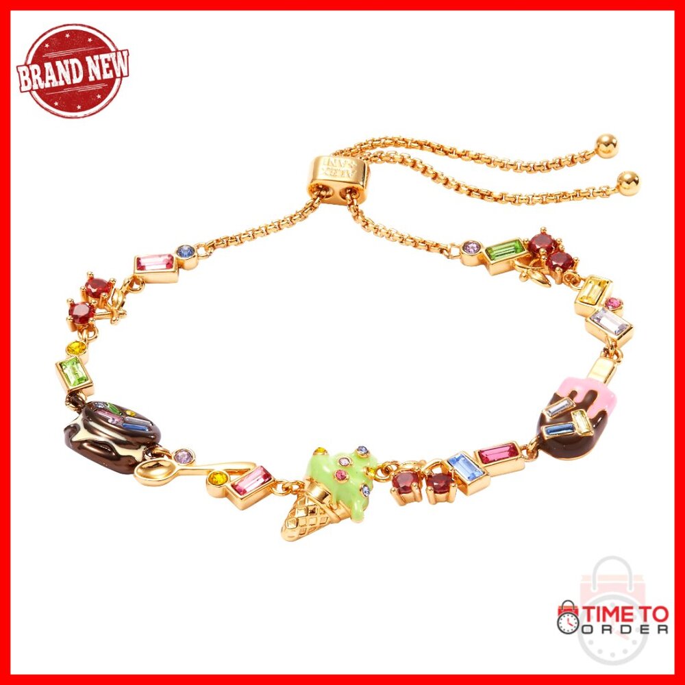Gold Ice Cream Bolo Bracelet Nickel-Free One Size Slide Clasp